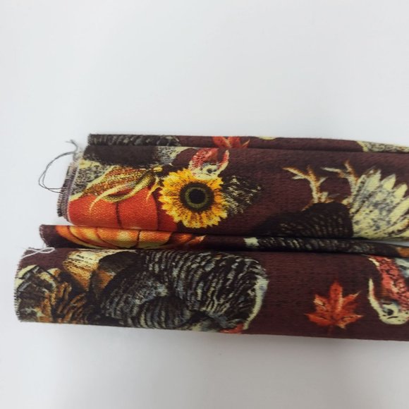 Lot of 2 Thanksgiving Fall Fat Quarter 18" x 21" 100% Cotton - Turkey Pumpkin Le - Picture 3 of 7